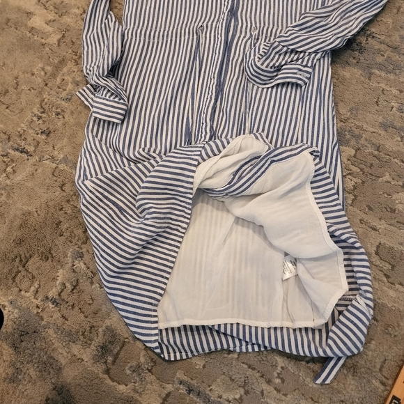 Lulus | Lifestyle Blue and White Striped Long Sleeve Shirt Dress - Picture 11 of 13